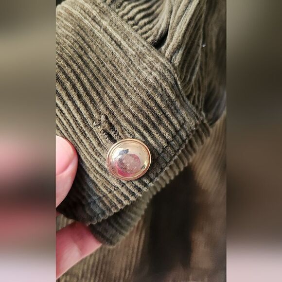 Zara Corduroy Button Down Green Jacket Size Medium - Picture 8 of 12
